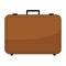 Simple, flat, brown suitcase/briefcase icon. Isolated on white