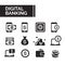 Simple flat filled basic icon elements set of digital banking activities