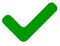 Simple flat green checkmark, tick icon on white