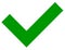 Simple flat green checkmark, tick icon on white