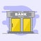 Simple flat illustration of a bank with aesthetic background