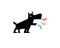 Simple flat illustration of dog barking colorful rainbow voice