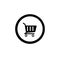 Simple flat illustration of a shopping trolley. Icon, buy button, basket
