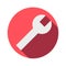 Simple flat illustration of a wrench. Icon repair, breakdown.