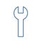 Simple flat illustration of a wrench. Icon repair, breakdown.