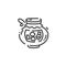 Simple flat line art icon of clay pot with honey