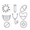 Simple flat medical equipment icons for corona virus