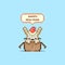 simple flat pixel art illustration of cartoon cute rabbit in red santa hat sitting in a cardboard box with text happy new