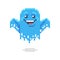 Simple flat pixel art illustration of cartoon cute and smiling ghost