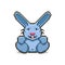 simple flat pixel art illustration of cartoon smiling sitting little bunny