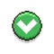 Simple flat pixel art illustration of round green accept checkmark interface button