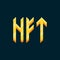 Simple flat pixel art sign of cartoon golden scandinavian runes NFT with overflow