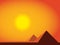 Simple flat pyramids, sunset, desert