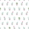 Simple flat seamless pattern with cactus, succulents, desert pla