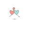 Simple flat style icon of beautiful three balloons in the form of hearts for the feast of love on Valentine`s Day or