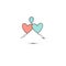 Simple flat style icon of beautiful three balloons in the form of hearts for the feast of love on Valentine`s Day or