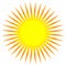 Simple flat sun clip-art, sun icon with edgy corona