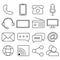 Simple flat vector black and white icons set on white background. Contact. Send message and receive notification. GPS