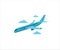 simple flat vector design of airplane flying coming down maneuver illustration