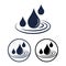 Simple flat vector icon or logo of the water. Clipart of drops of water or rain falling into a puddle. Water delivery service