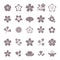 Simple flower, floral graphic vector icons set