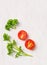 Simple food background, parsley and tomato