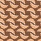 Simple food seamless pattern with orange croiisants stylized silhouettes. Flat delicious dessert ornament on brown background