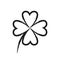 Simple four-leaf clover drawing on white background
