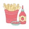 Simple French Fries with sauce vector illustration