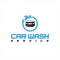 Simple fresh blue car wash service logo design idea