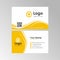 Simple fresh wave business card with yellow color design