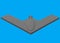 A simple front facing outline shape of a dark grey futuristic stealth fighter warplane blue backdrop