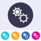 Simple gears icon colorful buttons