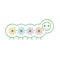 Simple geometric caterpillar pattern with colored daisies
