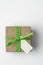 Simple Gift Box with Green Raffia Ribbon from Above