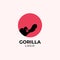 Simple Gorilla Logo Design template with Red circle and Super Hero Poses