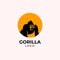 Simple Gorilla Logo Design template with yellow circle