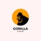 Simple Gorilla Logo Design template with yellow circle