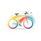 Simple graphic logo of color bike on white background