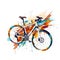 Simple graphic logo of color bike on white background