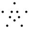 Simple graphic made of dots, circles. Basic dotted circular mandala, motif. Speckles, specks formation