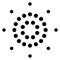 Simple graphic made of dots, circles. Basic dotted circular mandala, motif. Speckles, specks formation