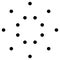 Simple graphic made of dots, circles. Basic dotted circular mandala, motif. Speckles, specks formation