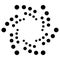 Simple graphic made of dots, circles. Basic dotted circular mandala, motif. Speckles, specks formation