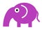 A simple graphical outline silhouette representation of a cute comical pink purple elephant white backdrop