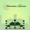 simple green ramadan kareem greeting card design ramadhan banner template in square shape mosque and half moon islamic holiday