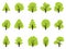 Simple green tree icons set