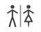 Simple grey and white wc symbols, man and woman icons