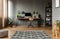 Simple grey workspace interior