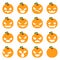 Simple halloween pumpkin decoration scary faces smile emoji icons set isolated flat design vector illustration